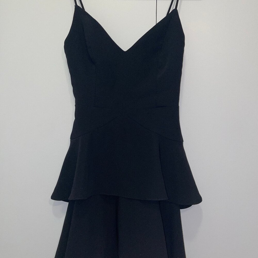amanda uprichard black ruffle dress